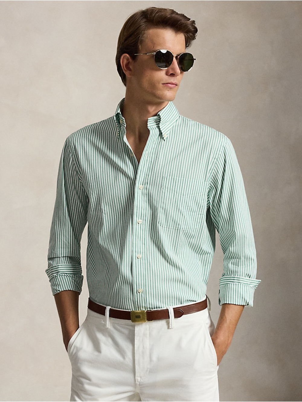 Polo Ralph Lauren Classic Fit Striped Poplin Shirt
Color: Faded Mint White